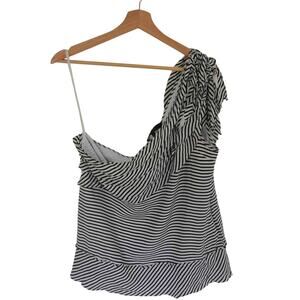 Y2K Silk One Shoulder Blouse Size Large